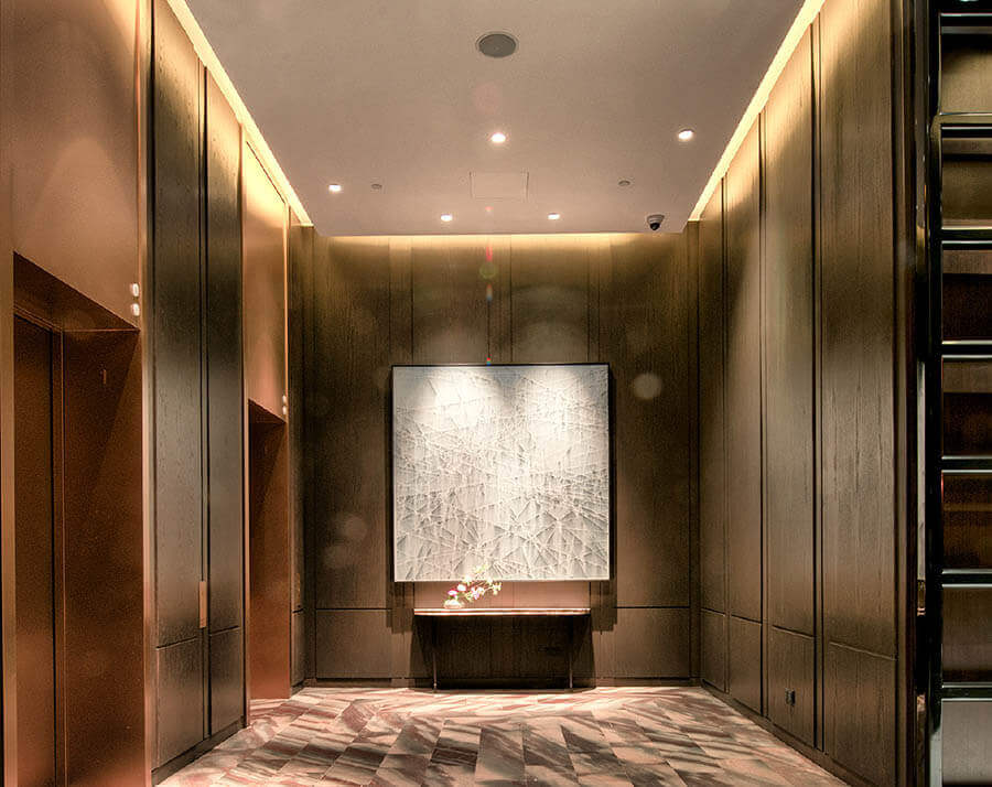 高档宾馆电梯厅灯光设计|高端酒店电梯间照明设计方案
