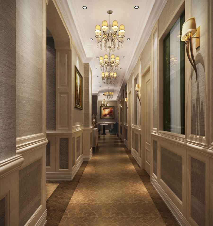 美式风格酒店客房走廊照明设计