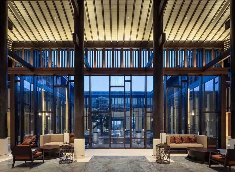 五星级新中式风格酒店大堂休息区照明设计