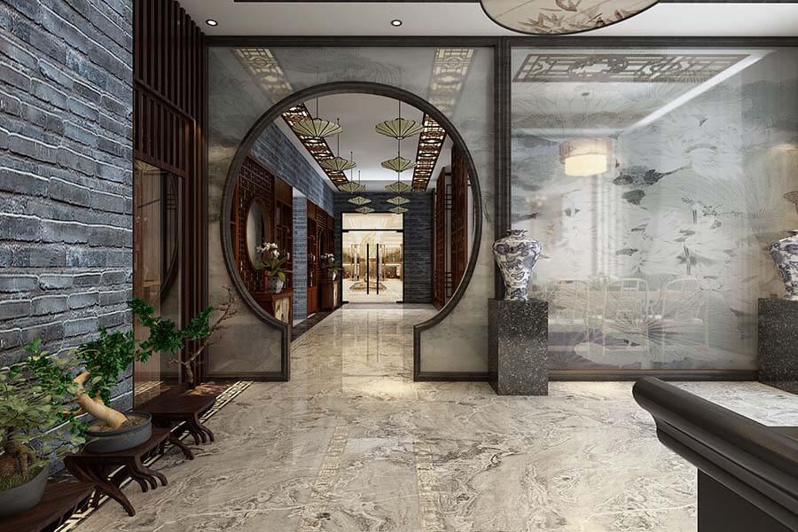 五星级新中式风格酒店走廊照明设计