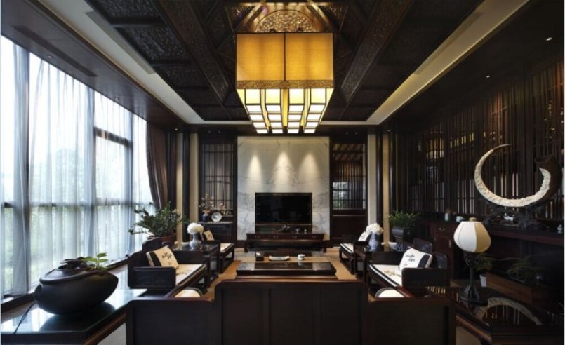 【高清】新中式风格别墅客厅照明设计案例展示